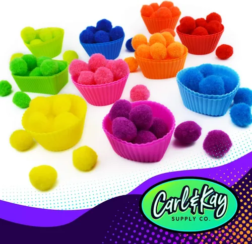 Vista 6 de Carl & Kay [300 piezas] 250 pompones de 1 pulgada y 50 ojos saltones - Pompones para manualidades - Pompones para manualidades en colores surtidos