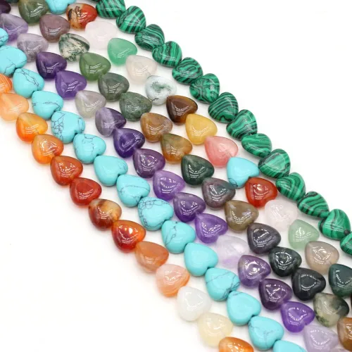 Vista 7 de Cuentas de piedra natural pulida en forma de corazón mixto de amatista para hacer joyas, collares, pulseras, 2 hebras