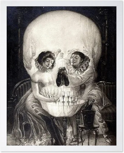 Vista 37 de Poster Master Póster vintage – Impresión de pintura de bailarina en la cabeza de la muerte – Arte surrealismo – Regalo gótico para él, ella