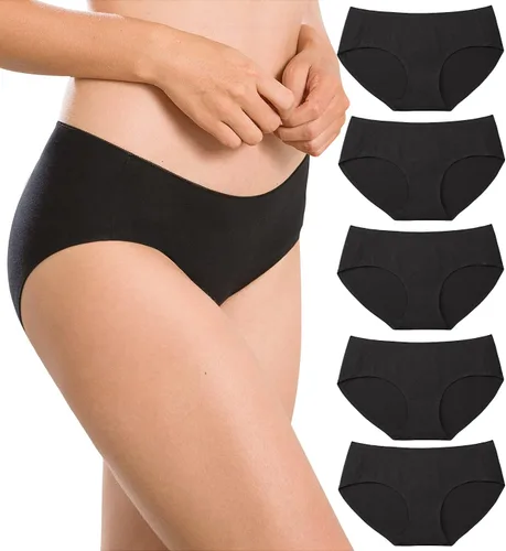 Vista 8 de Altheanray Ropa interior de algodón para mujer, sin costuras, suave, hipster, bikini de tiro medio Blackwhiteskin