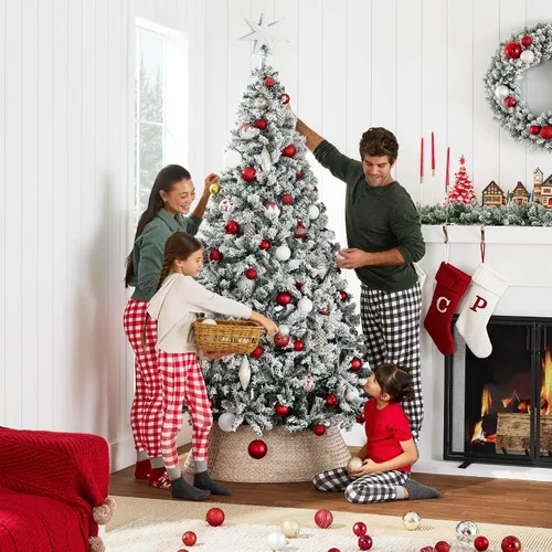 Vista 3 de Best Choice Products - Árbol artificial de Navidad flocado, pino de 1.4 m, premium, sin iluminación, con ramas completas, soporte de metal - Verde