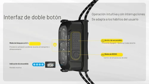 Vista 7 de Nitecore NU25 MCT UL Linterna frontal ultraligera de 400 lúmenes, recargable USB-C para mochilero, camping y running