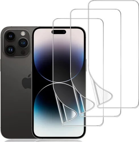 Vista 21 de Paquete de 3 protectores de pantalla de TPU para iPhone 13/13 Pro de 6.1 pulgadas, película de hidrogel transparente HD transparente suave