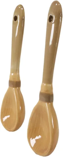 Vista 4 de Ebros Gift Wicca Witchcraft Witches Broomsticks - Juego de 2 cucharas de cerámica para café, té, tazas de 4.5 pulgadas de largo