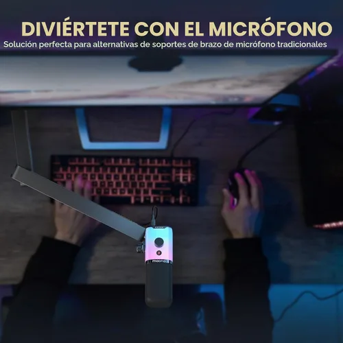 Vista 8 de MAONO Brazo de Micrófono de Pluma, Brazo de Micrófono de Bajo Perfil con Canales de Gestión de Cables, Abrazadera de Montaje de Escritorio