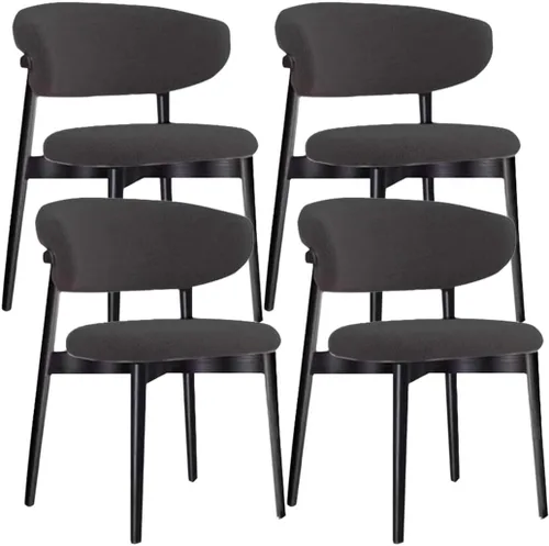 Vista 30 de YVYKFZD Juego de sillas de comedor, sillas de cocina de madera maciza, silla de comedor tapizada con respaldo curvo, silla de sala de estar sin Gris