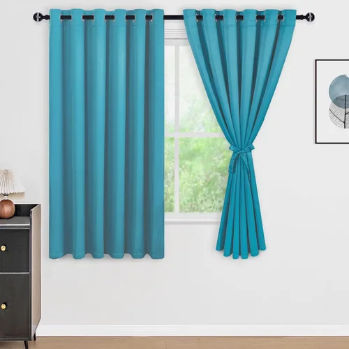 Vista 41 de DWCN - Cortinas 100% opacas para dormitorio con forro negro, cortinas de ventana de doble capa con aislamiento térmico que oscurecen toda la Azul