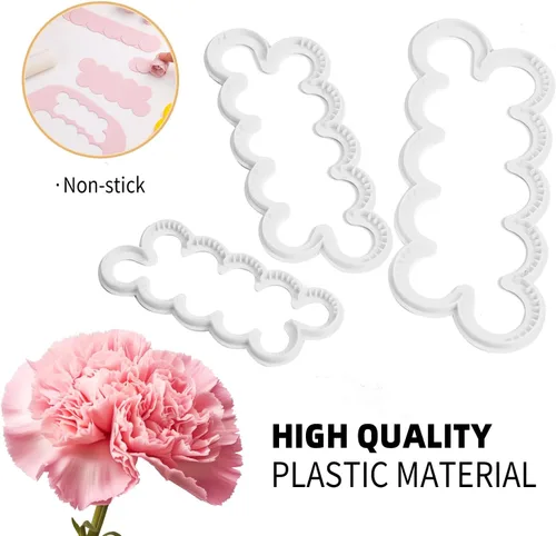 Vista 5 de KALAIEN 3 piezas El clavel más fácil de todos los tiempos cortador de pastel de flores galletas Sugarcraft Fondant decoración émbolo cortador molde