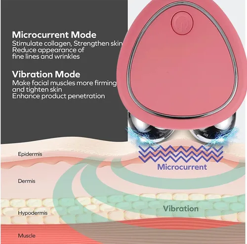 Vista 3 de Pauenz 2023 Dispositivo facial, levanta la cara y aprieta la piel, dispositivo de estiramiento de la piel para mujeres, rosa