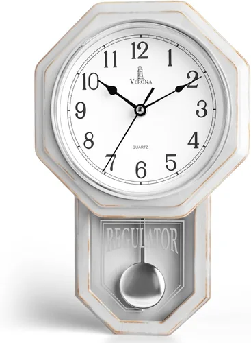 Vista 13 de Reloj de pared de péndulo, reloj regulador de madera real, silencioso Madera oscura