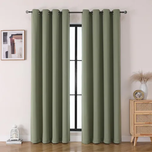 Vista 13 de Flyfun - Cortinas opacas con ojales para dormitorio y sala de estar, juego de 2 paneles, con aislamiento térmico, cortinas de oscurecimiento