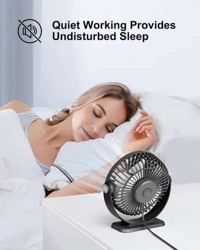 Vista 5 de TriPole Ventilador de escritorio pequeño alimentado por USB, ventilador portátil de 3 velocidades, mini ventilador de flujo de aire fuerte, rotación