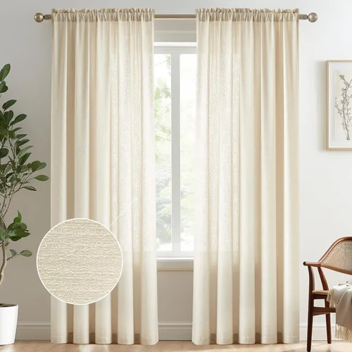 Vista 29 de Melodieux Cortinas de Niveles Semitraslúcidas Negras de 24 Pulgadas de Largo para Cocina, Cafetería, Dormitorio, Ventanas Pequeñas, Aspecto de Lino