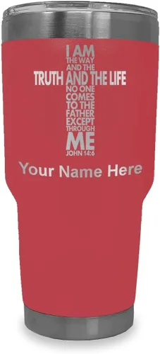 Vista 40 de LaserGram Vaso aislado al vacío de 20 onzas, versículo de la Biblia John 14-6, grabado personalizado incluido (negro) Engraved Gift for Christian