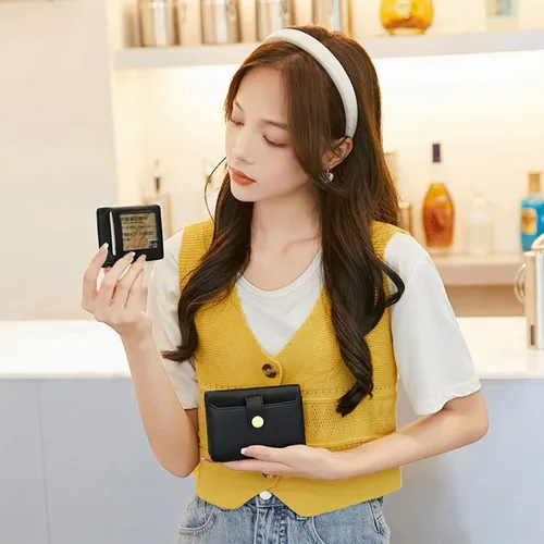 Vista 6 de AOXONEL Billeteras plegables para mujer, carteras pequeñas RFID para mujer, carteras compactas de cuero para mujer, con tarjetero extraíble