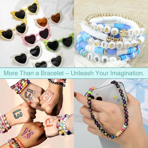 Vista 4 de 900 cuentas acrílicas doradas de letras del alfabeto, letras coloridas del alfabeto, cuentas de cubo negro para pulseras de la amistad y regalos