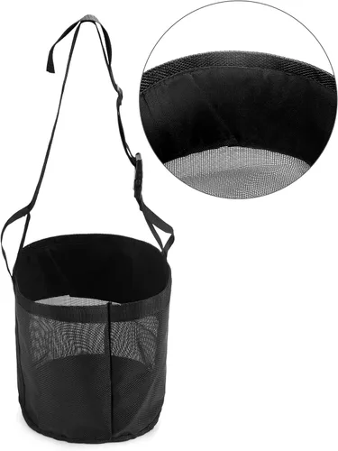 Vista 3 de QWORK Paquete de 2 bolsas de alimentación para caballos para grano, alimentador de grano de malla duradera con correa ajustable, cómoda almohadilla