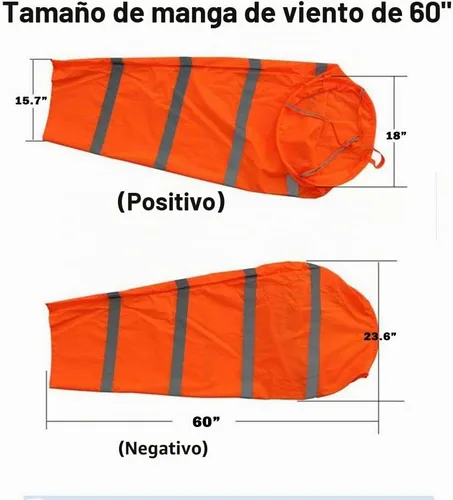 Vista 2 de 60 pulgadas Airport Windsock Rip-Stop Outdoor Rainbow Wind Measurement Sock Bag con cinturón reflectante