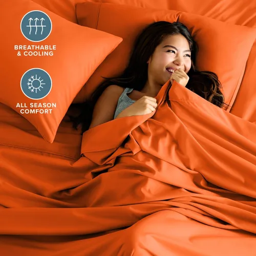 Vista 149 de Bare Home Sheet Set 1800 Ultra-Soft with 2 Pillowcases (Twin XL, Dark Blue)