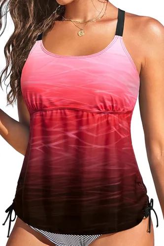 Vista 14 de Holipick Top de Tankini para Mujer Solamente Top de Traje de Baño Tankini Sin Parte Inferior Color Stripe2