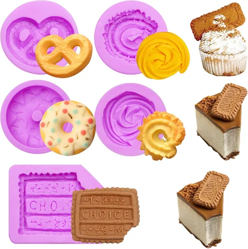 Vista 7 de Infovox Moldes de silicona para galletas y chocolate, 6 moldes para Púrpura (NF08)