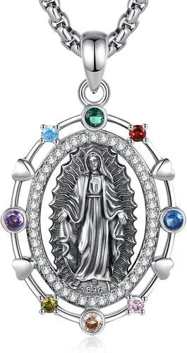Vista 34 de Vito Collares de Santos de Plata de Ley 925 para Mujeres y Hombres, Colgante de San Miguel/Crucifijo/Caravaca/San Judas/Virgen María, Medalla