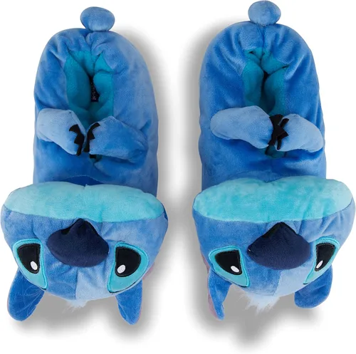 Vista 2 de Disney Pantuflas para mujer Lilo and Stitch Pantuflas clásicas de felpa Lilo and Stitch de cara grande Lilo and Stitch 3D de felpa