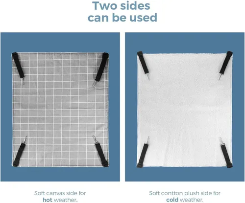 Vista 9 de ComSaf Hamaca reversible para gatos, hamaca transpirable para mascotas con correas ajustables y ganchos de metal, hamaca colgante de doble cara