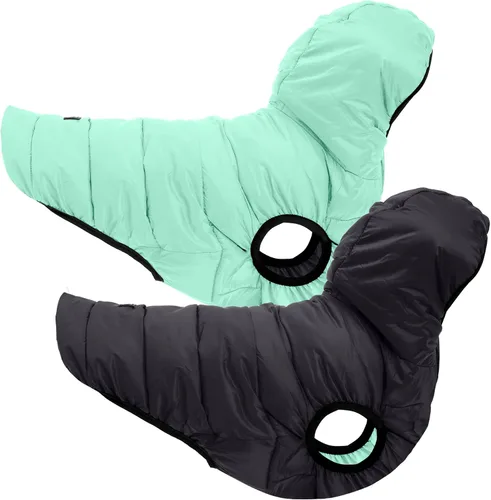 Vista 11 de Pawtitas Chaqueta reversible resistente al viento para perro, resistente al agua, abrigo de perro azul y amarillo para clima frío, tamaño de raza
