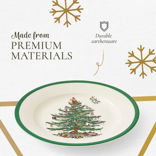 Vista 4 de Vajilla Spode, diseño de árbol de Navidad, Blancuzco