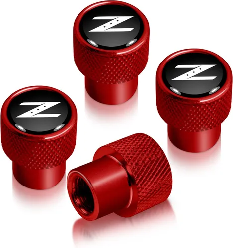Vista 5 de iPick Image Para Nissan 350Z Z Logo en negro sobre tapas de vástago de válvula de neumático de aluminio negro