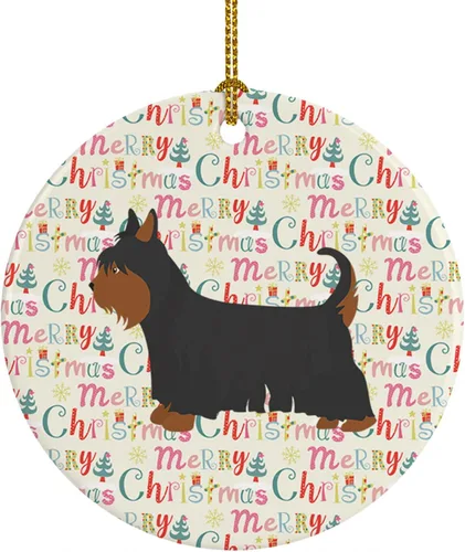 Vista 52 de Caroline's Treasures Abyssinian Sand Terrier - Adorno de cerámica para colgar en el árbol de Navidad, para el hogar, Navidad, fiestas, regalo, 3