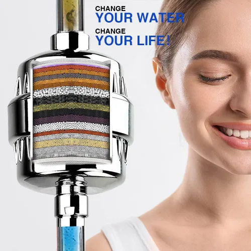 Vista 5 de Filtro de ducha, filtro de cabezal de ducha de 20 etapas para agua dura, filtro de agua de ducha de alto rendimiento, suavizador de agua de ducha