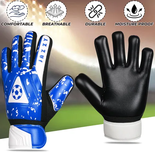 Vista 4 de Guantes de portero juvenil con doble protección para la muñeca, material de látex antideslizante Azul