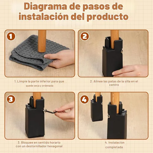 Vista 7 de Paquete de 4 elevadores de cama ajustables, 4 pulgadas con abrazadera de tornillo, elevador de cama resistente para silla, escritorio, mesa, patas