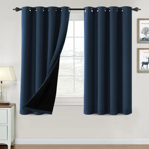 Vista 126 de H.VERSAILTEX Cortinas 100% de opacidad para dormitorio, con aislamiento térmico, cortinas opacas de 63 pulgadas de largo, cortinas de bloqueo