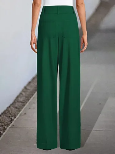 Vista 3 de Flamingals Pantalones de mezclilla holgados estilo cargo con bolsillo para mujer, estilo casual, con botones frontales, modernos