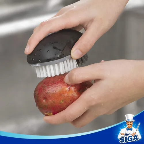 Vista 6 de MR.SIGA Cepillo de limpieza de frutas y verduras con agarre cómodo antideslizante, paquete de 2, color negro