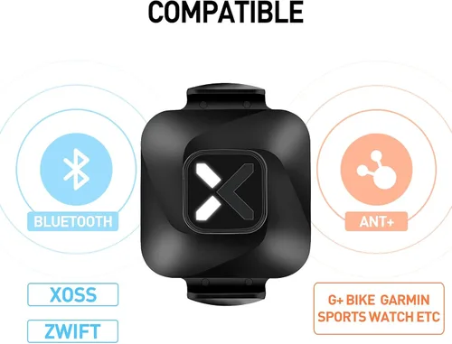 Vista 6 de XOSS G+ Gen2 - Computadora de bicicleta GPS ANT+/ Bluetooth IPX7, velocímetro recargable con pantalla LCD de 2.2 pulgadas, batería de larga duración
