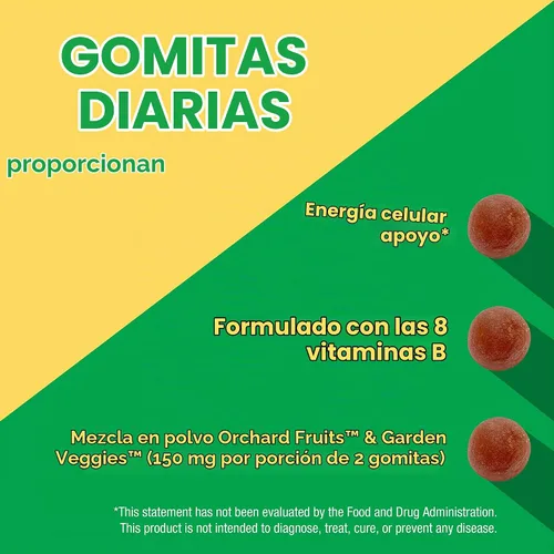 Vista 3 de Nature's Way Alive! Gomitas de complejo B, apoyo energético celular, 60