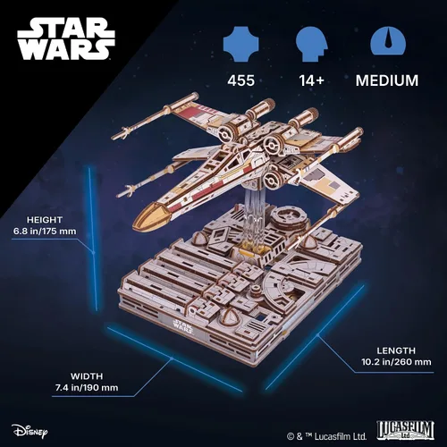 Vista 2 de UGEARS Star Wars ™ Luke Skywalker's X-Wing Starfighter™ Rompecabezas 3D