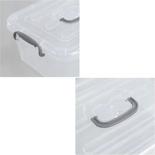 Vista 3 de Caja de cierre de almacenamiento transparente de 8 L, paquete de 2 contenedores de almacenamiento con tapa de plástico