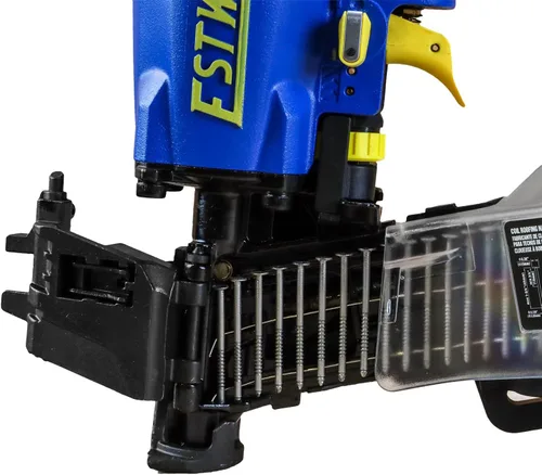 Vista 7 de Estwing ECN45 Clavadora neumática de 15 grados 1-3/4 "bobina para techos con 1/4" NPT accesorio giratorio industrial y bolsa