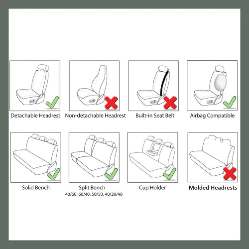 Vista 5 de Set completo fundas para asiento de coche FH Group, Negro