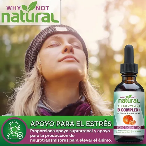 Vista 3 de Why Not Natural Complejo B y gotas líquidas B12 para energía