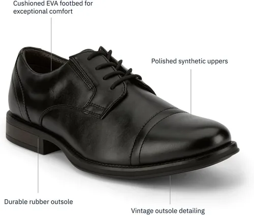Vista 8 de DOCKERS Garfield - Zapatos de vestir para hombre, zapatos Oxford con punta de casquillo Negro