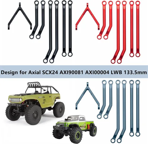 Vista 2 de Maleonn RC High Clearance Links LWB 5.256 in Aleación de aluminio Chasis Suspensión Enlace para 1/24 RC Crawler Car Axial SCX24 Actualizaciones Negro