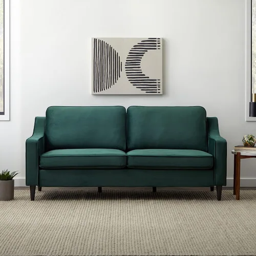 Vista 7 de Edenbrook Sofá tapizado Archer - Asientos Tres - Brazo Recto Diseño Moderno, Terciopelo Verde
