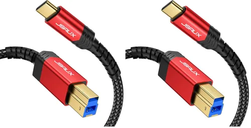 Vista 9 de JSAUX Cable de impresora USB B 3.0 a USB C de 6.6 pies, cable USB 3.0 tipo B de nailon compatible con estación de acoplamiento, discos duros