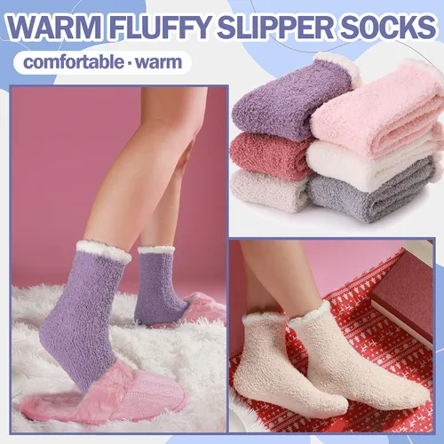 Vista 3 de ANTSANG Womens Fuzzy Socks Slipper Winter Fluffy Comfy Cozy Socks Cabin Warm Home Socks